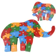 ABC - 123 sloní dřevěné vzdělávací puzzle