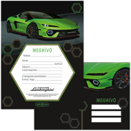 Ars Una: Zelené pozvánky s motivem Lamborghini, sada 10 ks včetně obálek