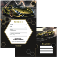 Ars Una: Žluté pozvánky s motivem Lamborghini, sada 10 ks včetně obálek