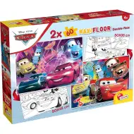 Auta 2 v 1 maxi 2x60dílné puzzle a omalovánky 50x35 cm - Lisciani