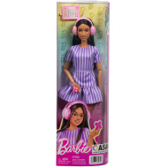 Barbie: Fashionista Kamarádky stylová módní panenka se sluchátky v lila šatech – Mattel