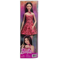 Barbie: Fashionista Přítelkyně hnědovlasá stylová módní panenka v šatech s leopardím vzorem – Mattel