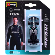 Bburago: Mercedes-AMG Petronas F1 W16 F1 (2025/) závodní automobil, kovový model v měřítku 1:64 (George Russel #68)