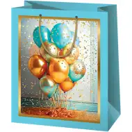 Cardex: Modro-zlatá exkluzivní dárková taška se středními balónky, velikost 18x10x23 cm