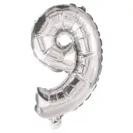 Četné fóliové balónky stříbrné barvy – číslo 9, 86 cm