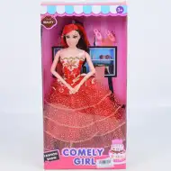 Comely Girl 28cm módní panenka v červených večerních šatech s doplňky