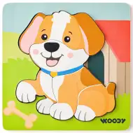 Dřevěné puzzle s 5 díly - pejsek - Woodyland