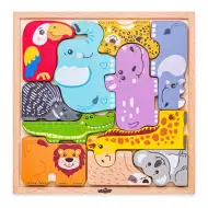 Dřevěné puzzle ve tvaru stromu se zvířaty - Woodyland