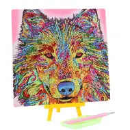 Diamantová mozaika: Sada na diamantové malování – Vlk 20x20 cm