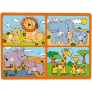 Divoká zvířata s mláďaty ve formě puzzle s rukojetí - Woodyland