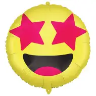 Emoji fóliový balónek – Usmívající se obličej s hvězdnýma očima 46 cm