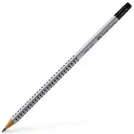 Faber-Castell: Grip grafitová tužka s gumou B stříbrná