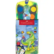 Faber-Castell: Sada vodových barev Connector 12 ks s propojitelnými paletami, s motivem dinosaurů