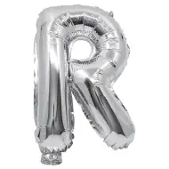 Fóliový balón ve tvaru písmene R stříbrné barvy – písmeno R 32 cm