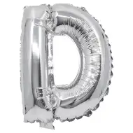 Fóliový balón ve tvaru písmene stříbrné barvy – písmeno D 32 cm