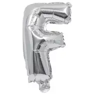 Fóliový balón ve tvaru písmene stříbrné barvy – písmeno F 32 cm