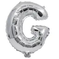 Fóliový balón ve tvaru písmene stříbrné barvy – písmeno G 32 cm