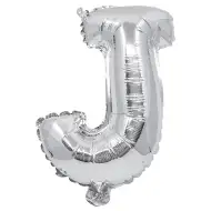 Fóliový balón ve tvaru písmene stříbrné barvy – písmeno J 32 cm