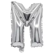 Fóliový balón ve tvaru písmene stříbrné barvy – písmeno M 32 cm
