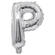 Fóliový balón ve tvaru písmene stříbrné barvy – písmeno P 32 cm