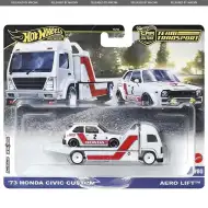 Hot Wheels: Aero Lift prémiový automobilový transportér a 73 Honda Civic Custom autíčko 1/64 - Mattel