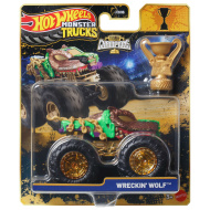 Hot Wheels Monster Trucks: Wreckin Wolf - vítězné monster autíčko s pohárem 1/64 - Mattel