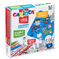 Hrdinové omalovánky oboustranné puzzle s 12 fixy - Carioca