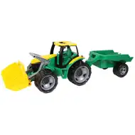 LENA: Obrovský traktor s čelním nakladačem a přívěsem zelený/žlutý 108 cm