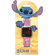 Luna: Disney Stitch a Angel růžové LED hodinky