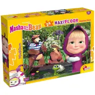 Máša a medvěd 2 v 1 24dílné maxi podlahové puzzle a omalovánka 70x50cm - Lisciani