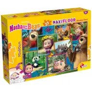 Máša a medvěd obrázky 2 v 1 35dílné maxi podlahové puzzle a omalovánka 70x50 cm - Lisciani
