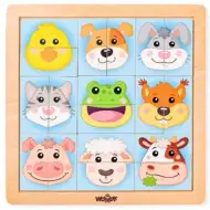 Montessori dřevěné puzzle s motivem zvířecí hlavy - Woodyland