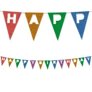 Opakovaně použitelný barevný banner s nápisem Happy Birthday 200 cm