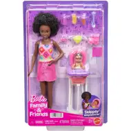 Panenka Barbie v růžových šatech - sada na hlídání dětí - Mattel