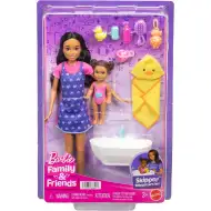 Panenka Barbie v šatech se srdíčky, hrací set chůva – Mattel