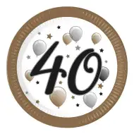 Papírtalíř s nápisem "40" 8ks sada 23cm