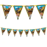 Party vlajková girlanda s motivem pracovních strojů 230 cm