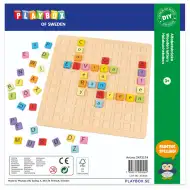 PlayBox: ABC barevná dřevěná vzdělávací hračka 25x25cm