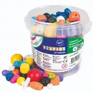 PlayBox: Barevný dřevěný vařitelný korálkový set v kbelíku 190g