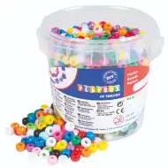 PlayBox: Barevný set 1200 plastových korálků k navlékání ve vědru