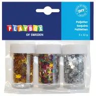 PlayBox: Dekorační hvězdy v různých barvách, balení 3x12g.