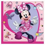 Růžové dvouvrstvé papírové ubrousky s motivem Minnie Mouse, balení po 20 kusech.