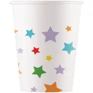Sada 8 papírových kelímků s hvězdami, 200 ml