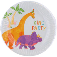 Sada 8 papírových talířů Dino párty, 23 cm
