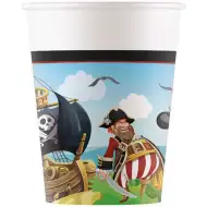 Sada 8 pirátských papírových kelímků 200 ml