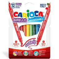 Sada barevných filcových per s dvojitou špičkou, 12 kusů - Carioca
