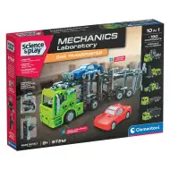 Science &amp; Play: Mechanická dílna – Dvoupodlažní přepravník aut stavebnice – Clementoni