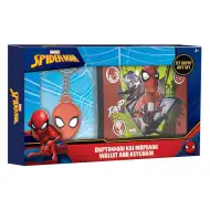 Spiderman peněženka s přívěskem na klíče jako dárkový balíček.