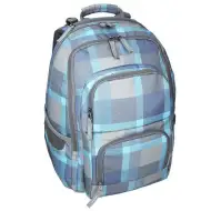 Spirit: E-Bag modrá kostkovaná zaoblená školní taška, batoh 46x34x22cm
