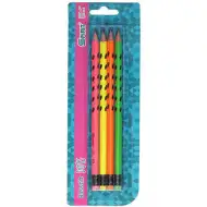 Spirit: Neon Dosts trojúhelníková HB grafitová tužka s gumou, sada 4 ks